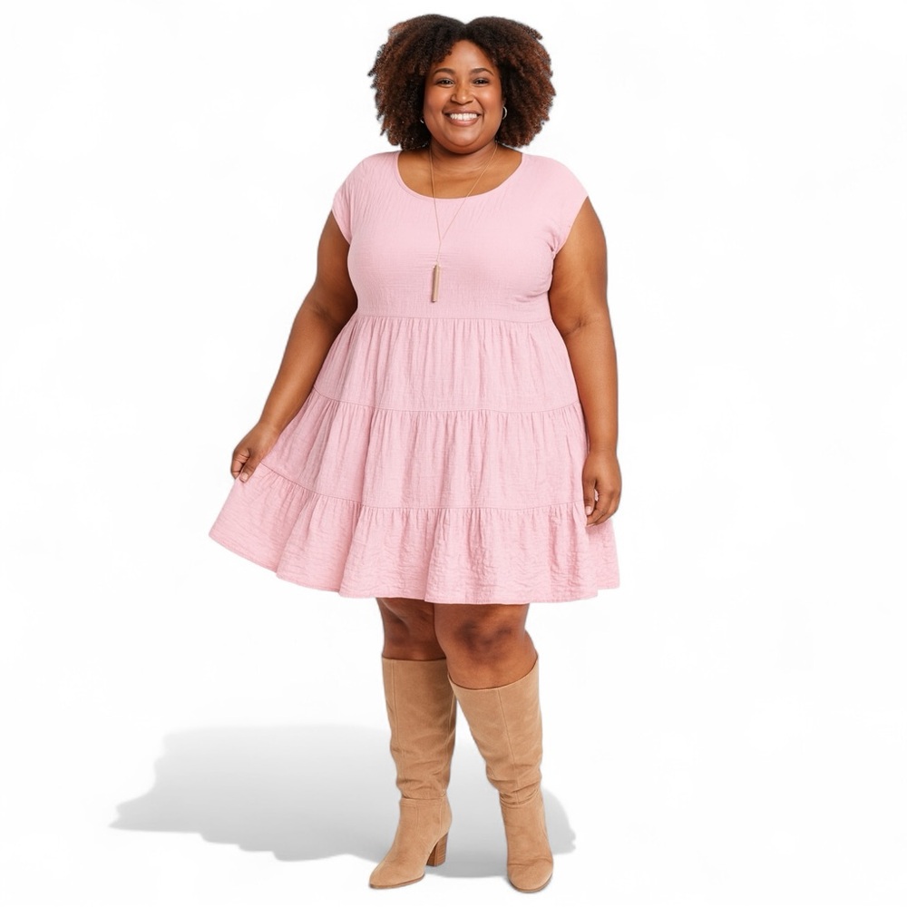 Knox Rose Textured A-Line Pink Dress 3X